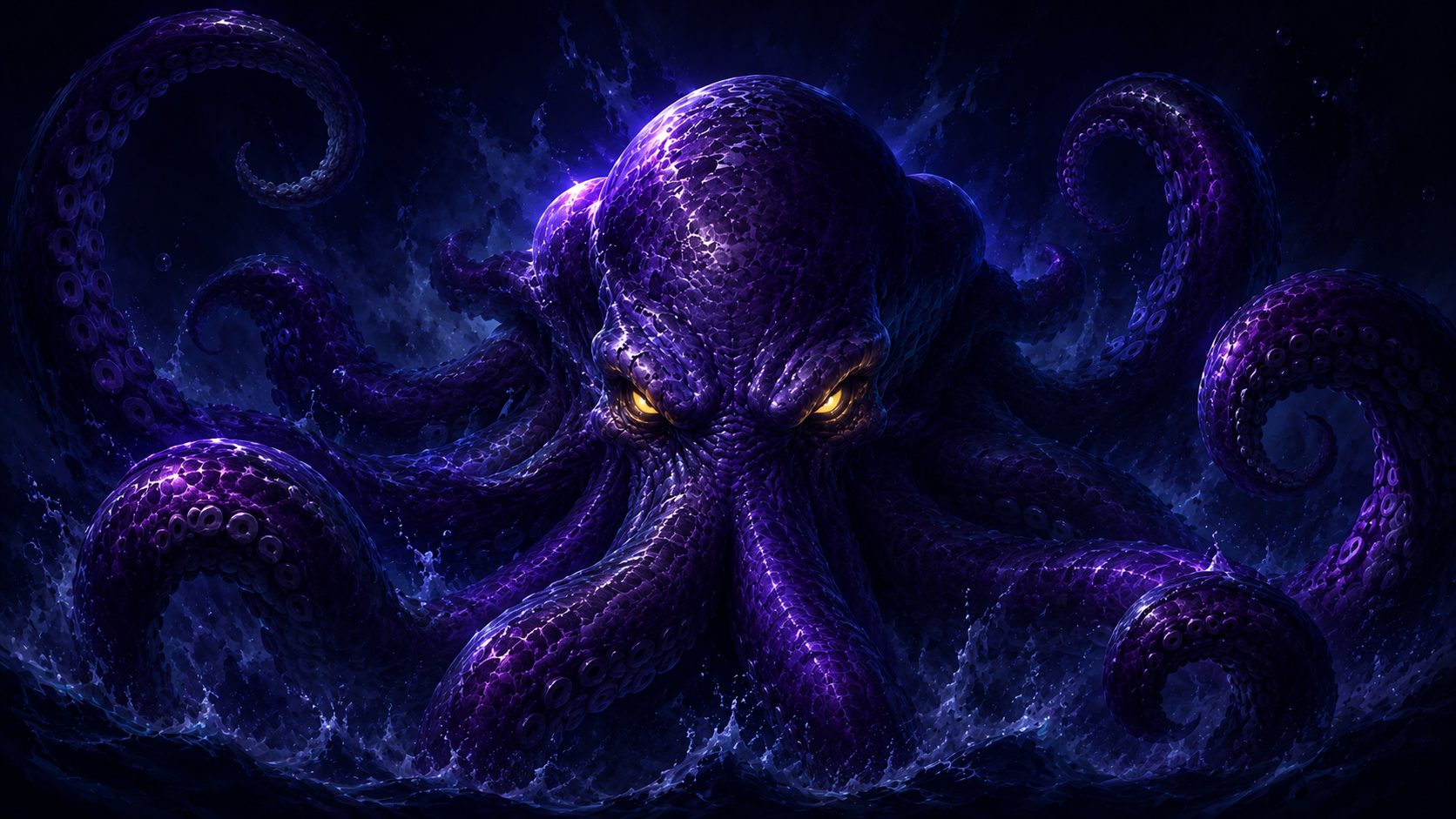 Kraken - criatura das profundezas guardando a rede